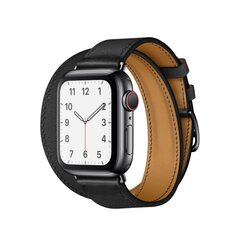 Double Tour Кожаный ремешок для Apple Watch — Черный 38/40/41мм цена и информация | Аксессуары для смарт-часов и браслетов | pigu.lt