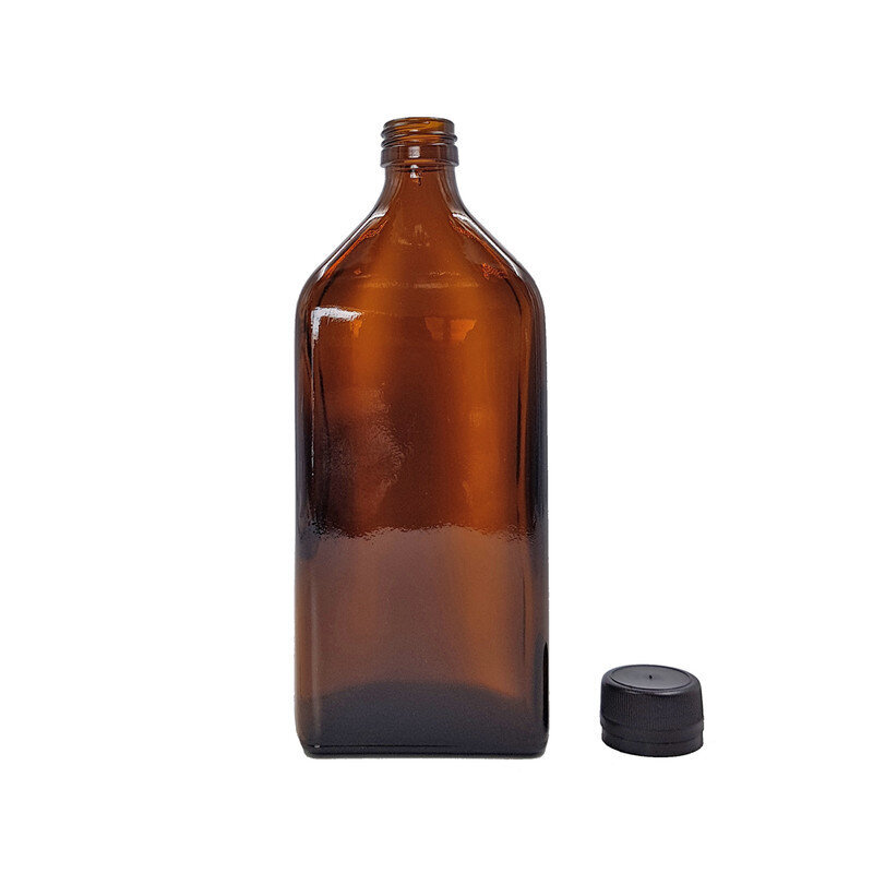 Stiklinis plokščias buteliukas su plastikiniu kamšteliu, 500 ml. kaina ir informacija | Virtuvės įrankiai | pigu.lt