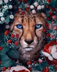 Deimantinis mozaikinis leopardas mėlynomis akimis 40x50 cm kaina ir informacija | Deimantinės mozaikos | pigu.lt