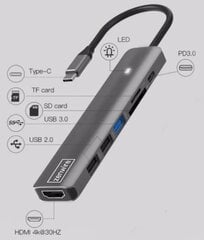 USB-C 7in1 HDMI 4K USB 3.0 SD PD LED Macbook Pro Air M1 M2 Zenwire Samsung DEX kaina ir informacija | Adapteriai, USB šakotuvai | pigu.lt