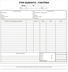 PVM sąskaita-faktūra, 8col.x2x50 (200x210 mm), be Nr. kaina ir informacija | Sąsiuviniai ir popieriaus prekės | pigu.lt