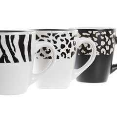 Кружка Mug DKD Home Decor Чёрный Белый Колониальный Керамика Джунгли (200 ml) (3 штук) цена и информация | Стаканы, фужеры, кувшины | pigu.lt