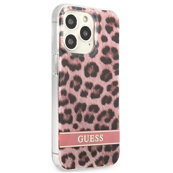 Guess GUHCP13LHSLEOP skirtas iPhone 13 Pro / 13 6,1", rožinis kaina ir informacija | Telefono dėklai | pigu.lt