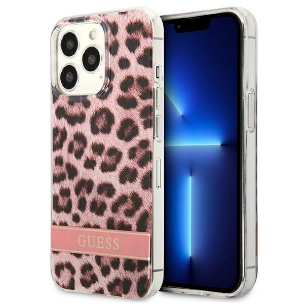 Guess GUHCP13LHSLEOP skirtas iPhone 13 Pro / 13 6,1", rožinis kaina ir informacija | Telefono dėklai | pigu.lt