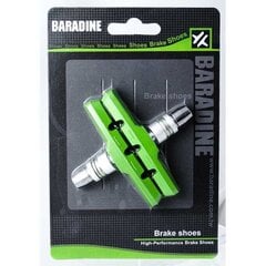 Колодки тормозные (пара), 70 мм V-brake, под шестигранник, Green, Baradine MTB-947V (HAM000483) 4314 цена и информация | Другие запчасти для велосипеда | pigu.lt