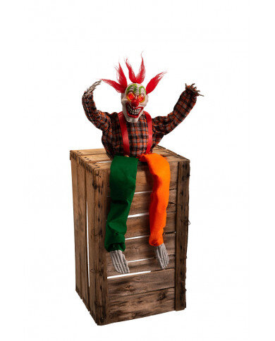 Halloween sėdintis klounas su šviečiančiom akim 65 cm kaina ir informacija | Karnavaliniai kostiumai | pigu.lt