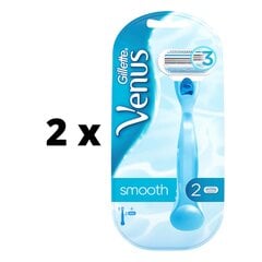 Бритва Venus Smooth, 2 головки x 2 упаковки цена и информация | Косметика и средства для бритья | pigu.lt