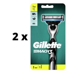 Бритва Gillette MACH3, 2 головки x 2 шт., упаковка цена и информация | Косметика и средства для бритья | pigu.lt