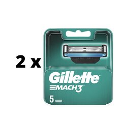 Skustuvo galvutės Gillette Mach 3, 5 vnt. x 2 vnt. pakuotė kaina ir informacija | Skutimosi priemonės ir kosmetika | pigu.lt