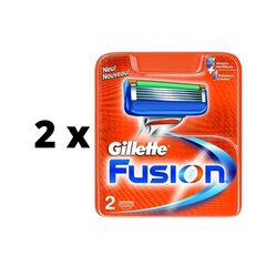 Skustuvo galvutės Gillette Fusion, 2 vnt. x 2 vnt. pakuotė kaina ir informacija | Skutimosi priemonės ir kosmetika | pigu.lt