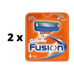 Бритвенные головки Gilette Fusion, 4 шт. х 2 упаковки упаковка цена и информация | Косметика и средства для бритья | pigu.lt