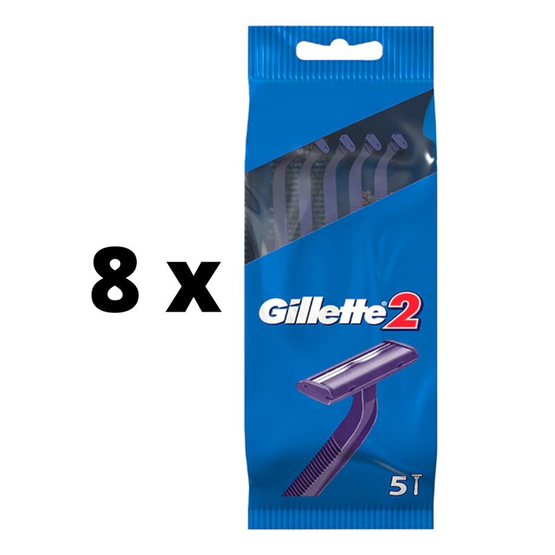 Vienkartiniai skustuvai Gillette 2, 5 vnt. x 8 pak. pakuotė цена и информация | Skutimosi priemonės ir kosmetika | pigu.lt