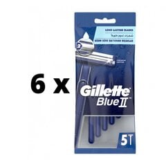 Одноразовые бритвы Gilette Blue II, 5 шт. х 6 упак. упаковка цена и информация | Косметика и средства для бритья | pigu.lt