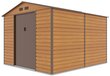 Metalinis įrankių namelis Montreal 9x10 oak brown kaina ir informacija | Sodo nameliai, malkinės, pastogės | pigu.lt