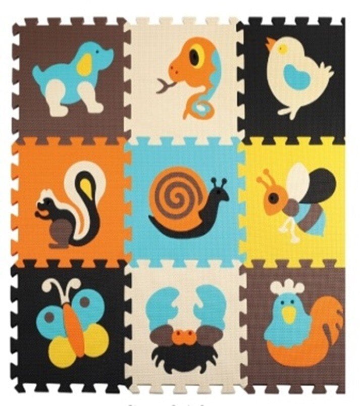 Putų dėlionės kilimėlis vaikams 9 el. spalvotas kaina ir informacija | Lavinamieji žaislai | pigu.lt