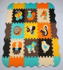 Пенопластовый коврик-пазл / игровой коврик для детей 9 эл. цветной цена и информация | Развивающие игрушки | pigu.lt