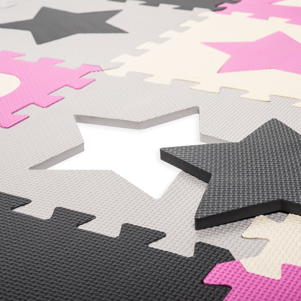 Minkštas Surenkamas Kilimas Puzzle 143x143x1cm, pilkas/rožinis цена и информация | Lavinamieji žaislai | pigu.lt