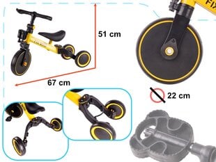 Трехколесный велосипед Trike Fix Mini cross 3in1 с педалями желтый цена и информация | Трехколесные велосипеды | pigu.lt