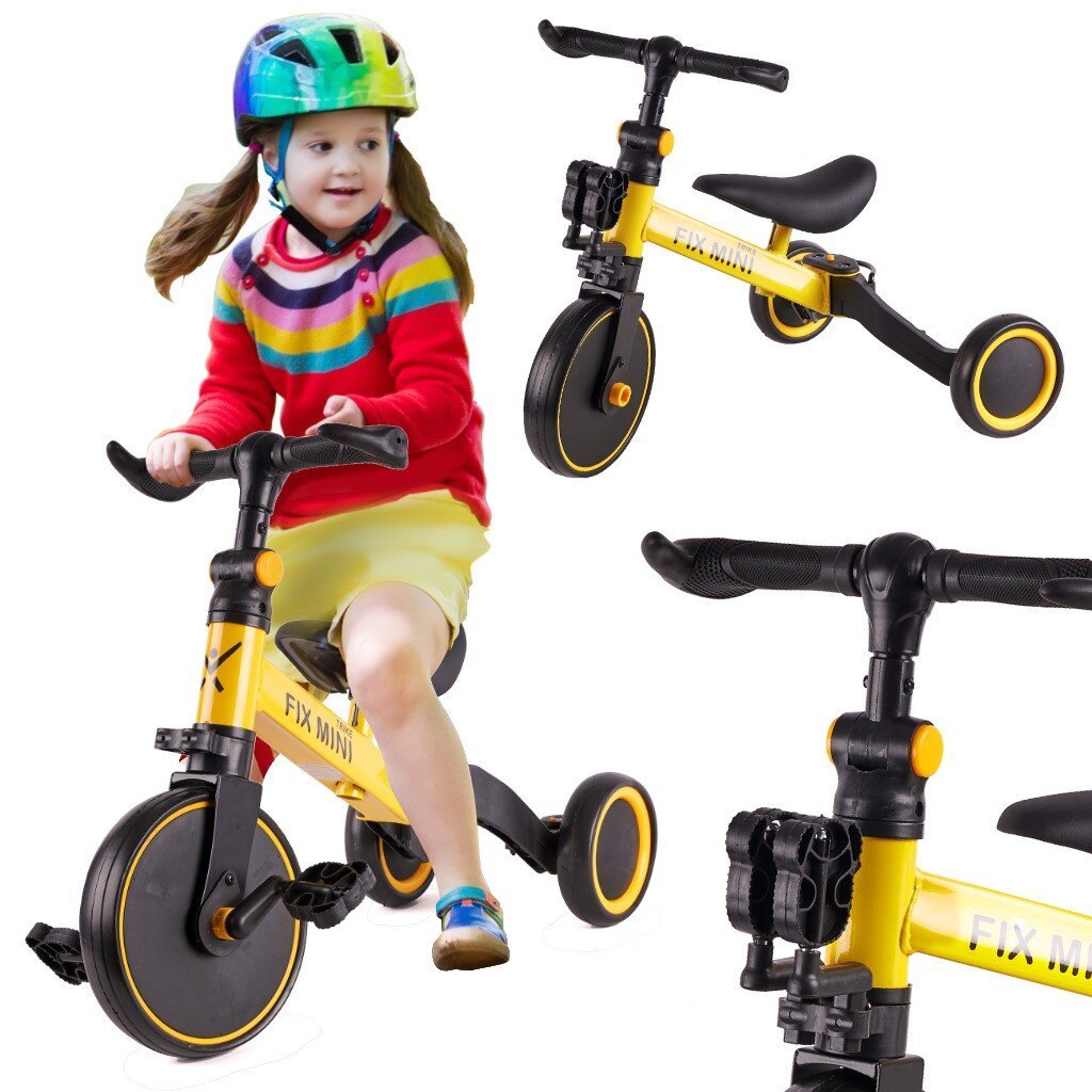 Trike Fix Mini krosinis triratukas 3in1 su pedalais geltonas kaina ir informacija | Triratukai | pigu.lt