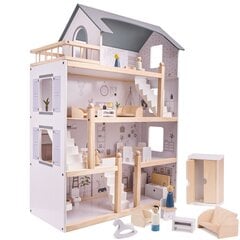 Деревянный кукольный домик с мебелью, 80 см. цена и информация | Игрушки для девочек | pigu.lt