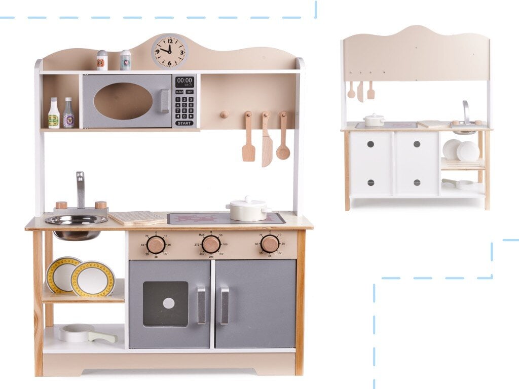 LULILO vaikiška medinė virtuvė MDF KUKETO + priedai kaina ir informacija | Žaislai mergaitėms | pigu.lt
