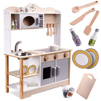 LULILO vaikiška medinė virtuvė MDF KUKETO + priedai kaina ir informacija | Žaislai mergaitėms | pigu.lt