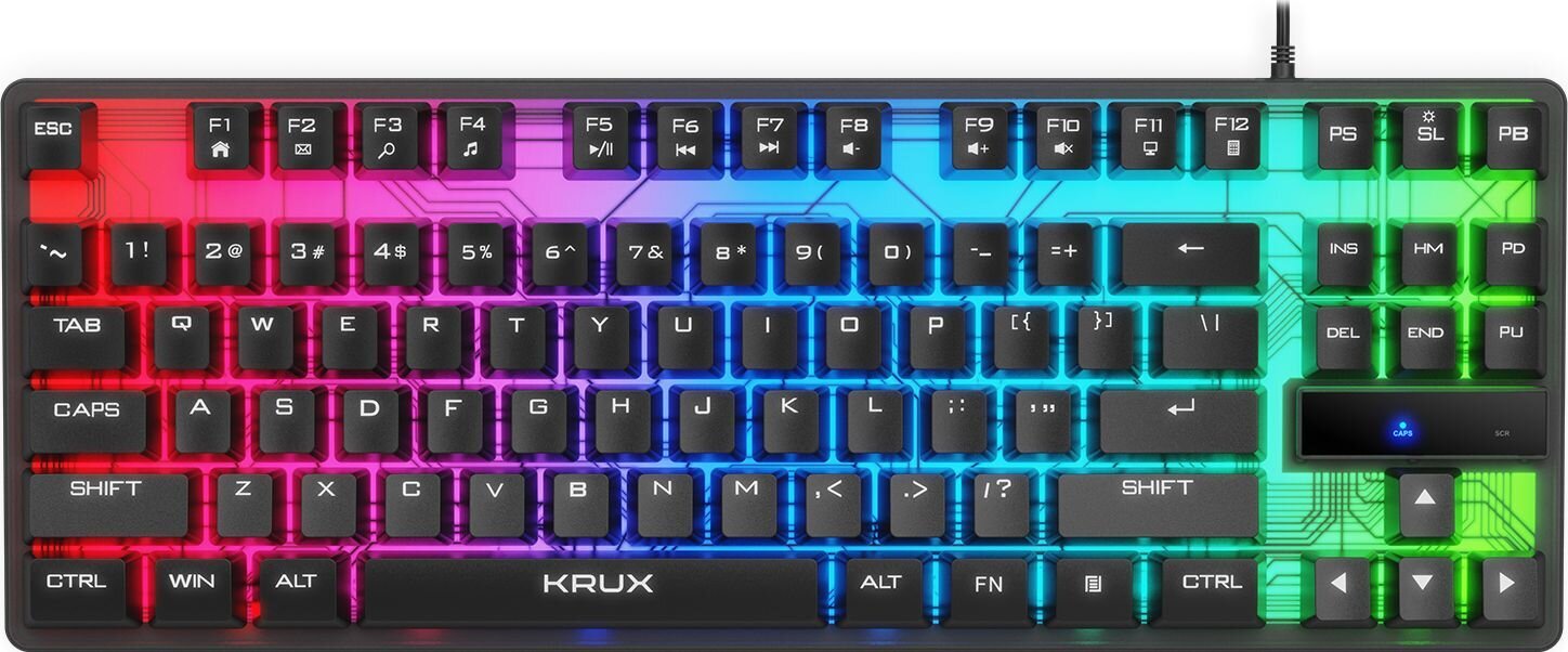 Krux Solar TKL RGB, juoda kaina ir informacija | Klaviatūros | pigu.lt