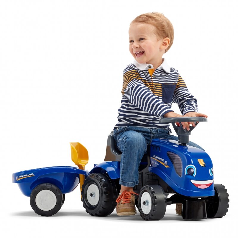Minamas pedalais traktorius su priekaba, mėlynas kaina ir informacija | Žaislai berniukams | pigu.lt