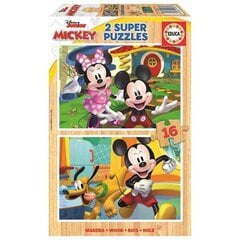 Головоломка Educa Mickey & Minnie ( 2 x 16 pcs) цена и информация | Пазлы | pigu.lt