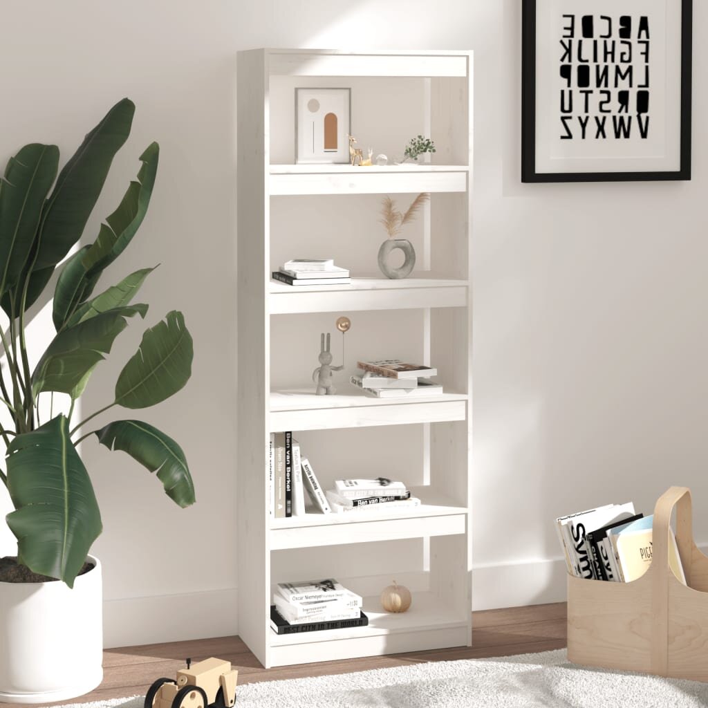 vidaXL Spintelė knygoms/kambario pertvara, balta, 60x30x167,5cm, pušis kaina ir informacija | Lentynos | pigu.lt
