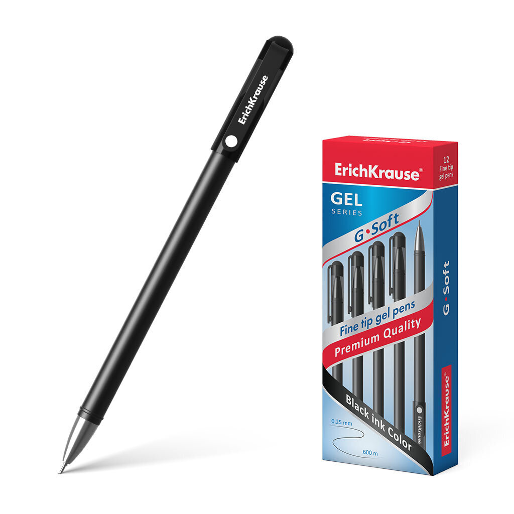 Gelinis rašiklis ErichKrause® G-Soft, juodas, 12 vnt. цена и информация | Rašymo priemonės | pigu.lt