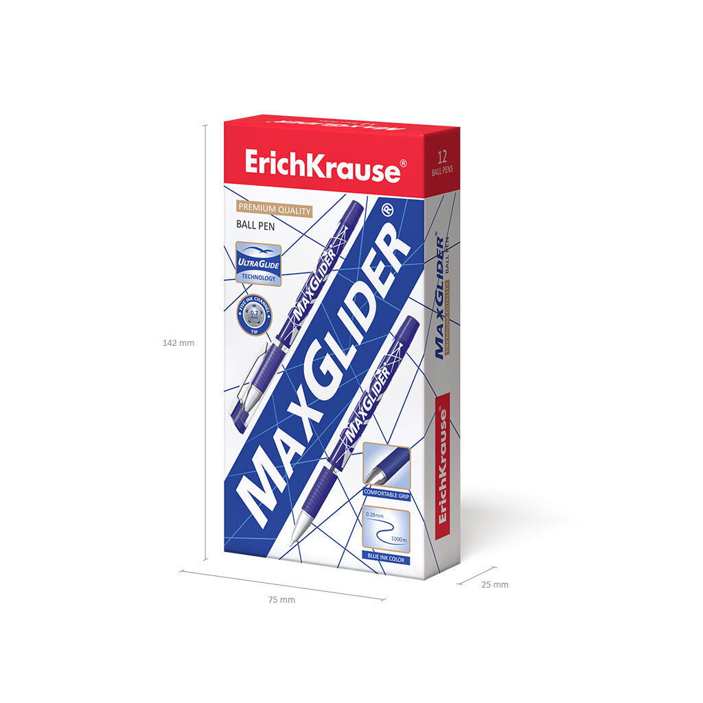 Tušinukas ErichKrause® maxglider®, ultra glide technology, mėlyna, 12 vnt kaina ir informacija | Rašymo priemonės | pigu.lt