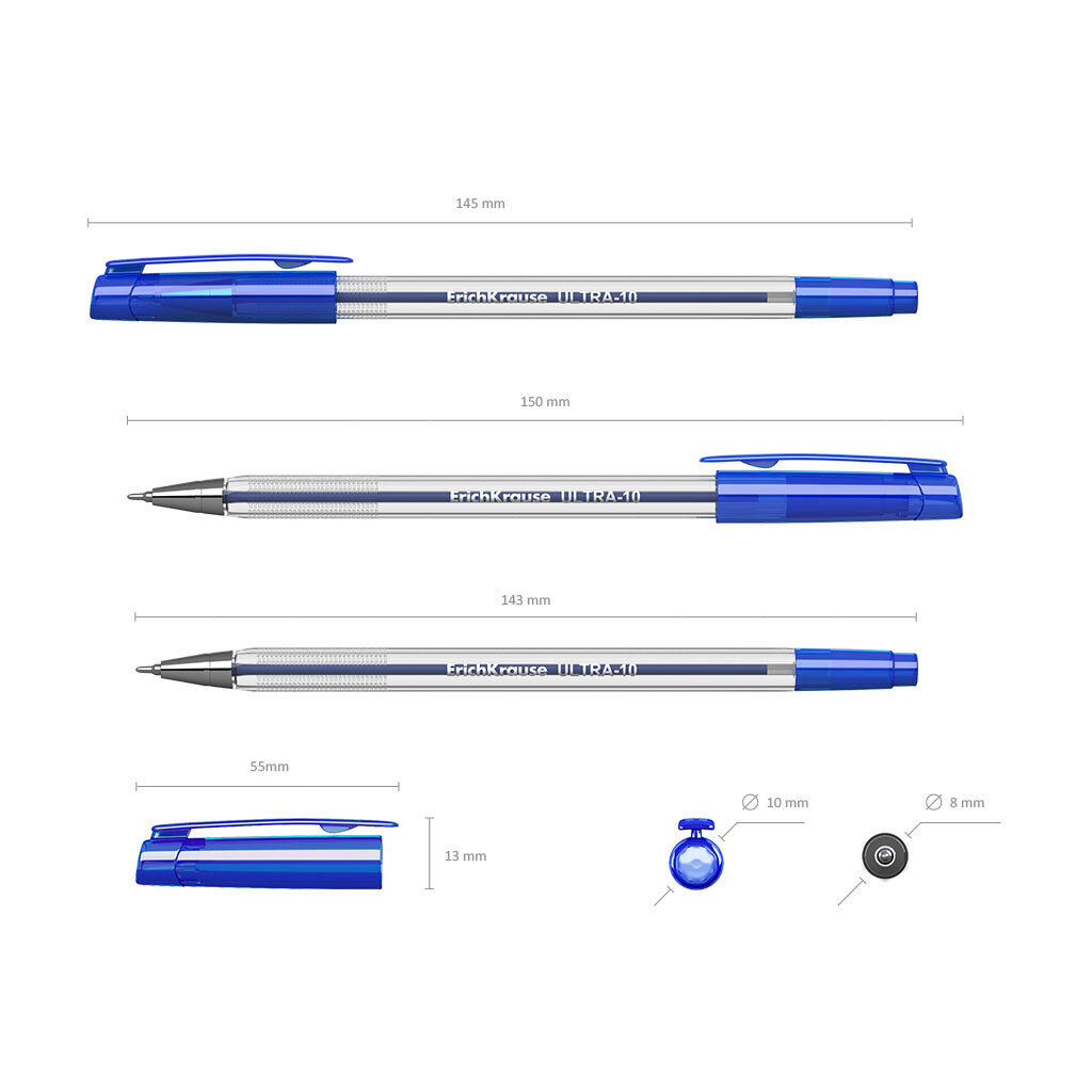 Tušinukas ErichKrause® Ultra-10, mėlyna, 12 vnt kaina ir informacija | Rašymo priemonės | pigu.lt
