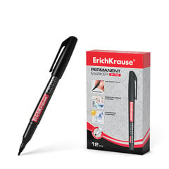 Перманентный маркер ErichKrause®  P-70, цвет чернил черный (в коробке по 12 шт.), набор цена и информация | Канцелярские товары | pigu.lt