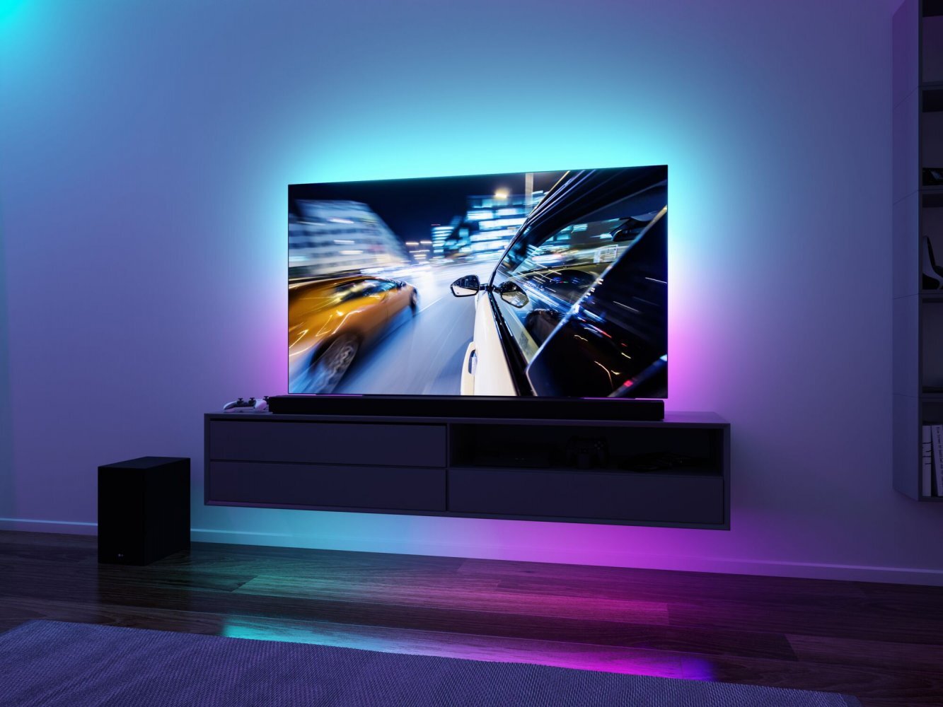 Paulmann LED USB LED juostinis televizoriaus apšvietimas 65 colių 2,4m 4W 60LEDs/m RGB+ kaina ir informacija | LED juostos | pigu.lt