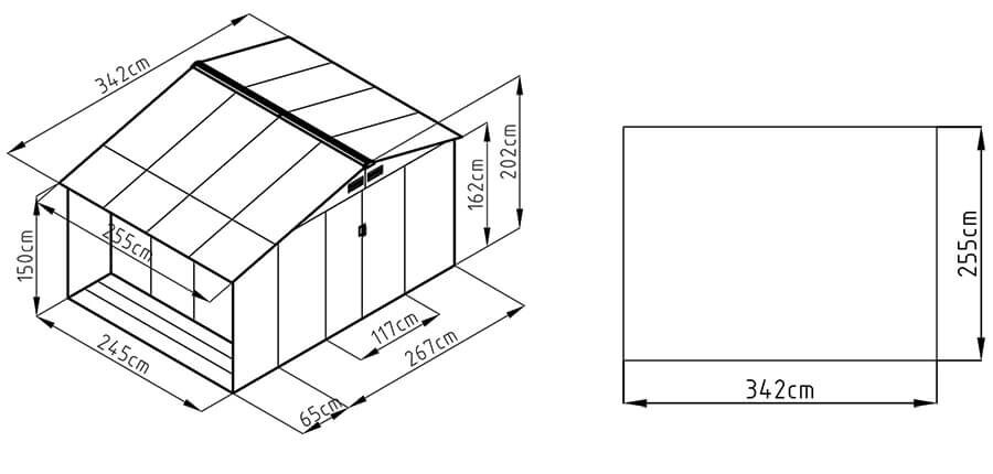 Metalinis įrankių namelis MADISON 11x8 cold grey kaina ir informacija | Sodo nameliai, malkinės, pastogės | pigu.lt