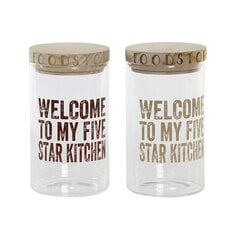 лодка DKD Home Decor Welcome Коричневый Прозрачный древесина акации Боросиликатное стекло (2 штук) цена и информация | Посуда для хранения еды | pigu.lt