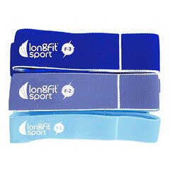 Эластичные ленты LongFit Sport Синий (3 штук) цена и информация | Фитнес-резинки, гимнастические кольца | pigu.lt