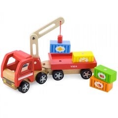 Medinis kranas su konteineriais Viga Toys kaina ir informacija | Žaislai berniukams | pigu.lt
