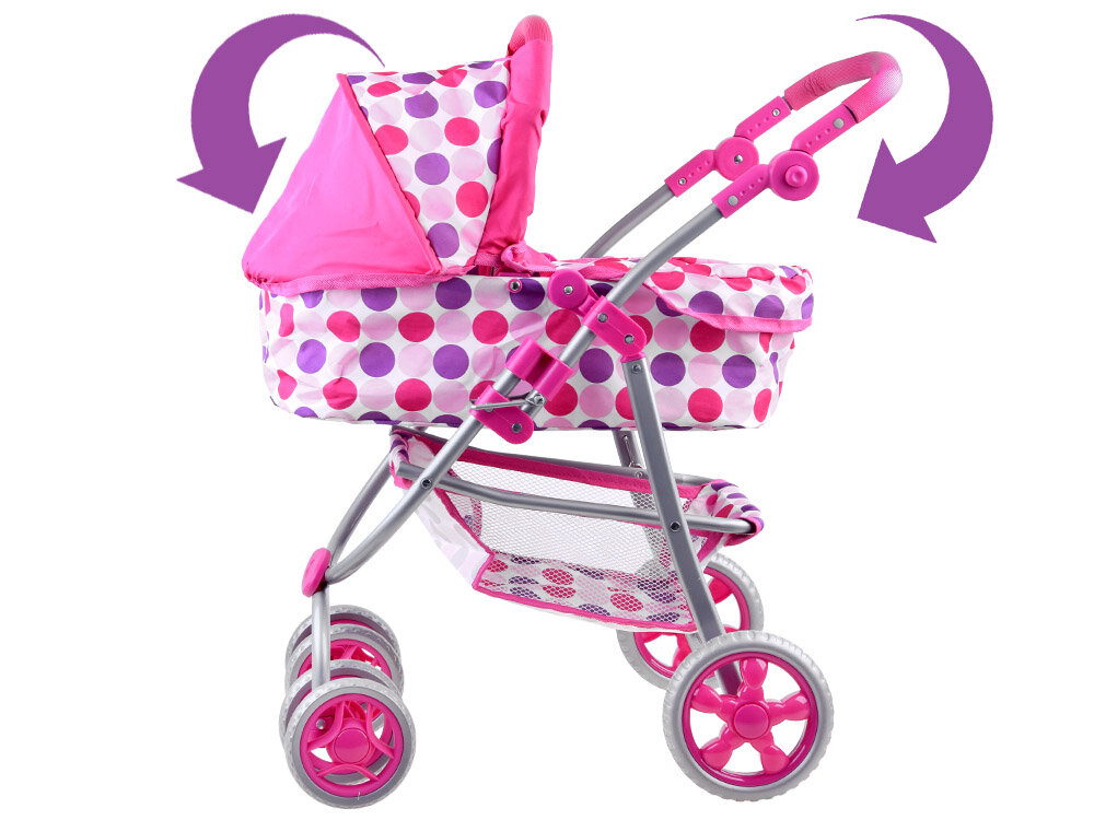 Daugiafunkcinis vežimėlis 3in1, rožinis kaina ir informacija | Žaislai mergaitėms | pigu.lt
