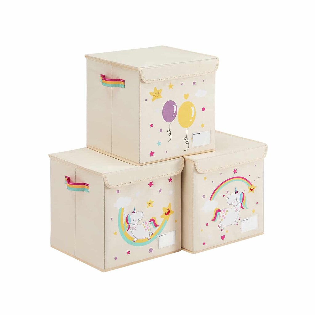 Medžiaginių vaikiškų dėžučių rinkinys, 3vnt. RFB710W03 цена и информация | Daiktadėžės | pigu.lt