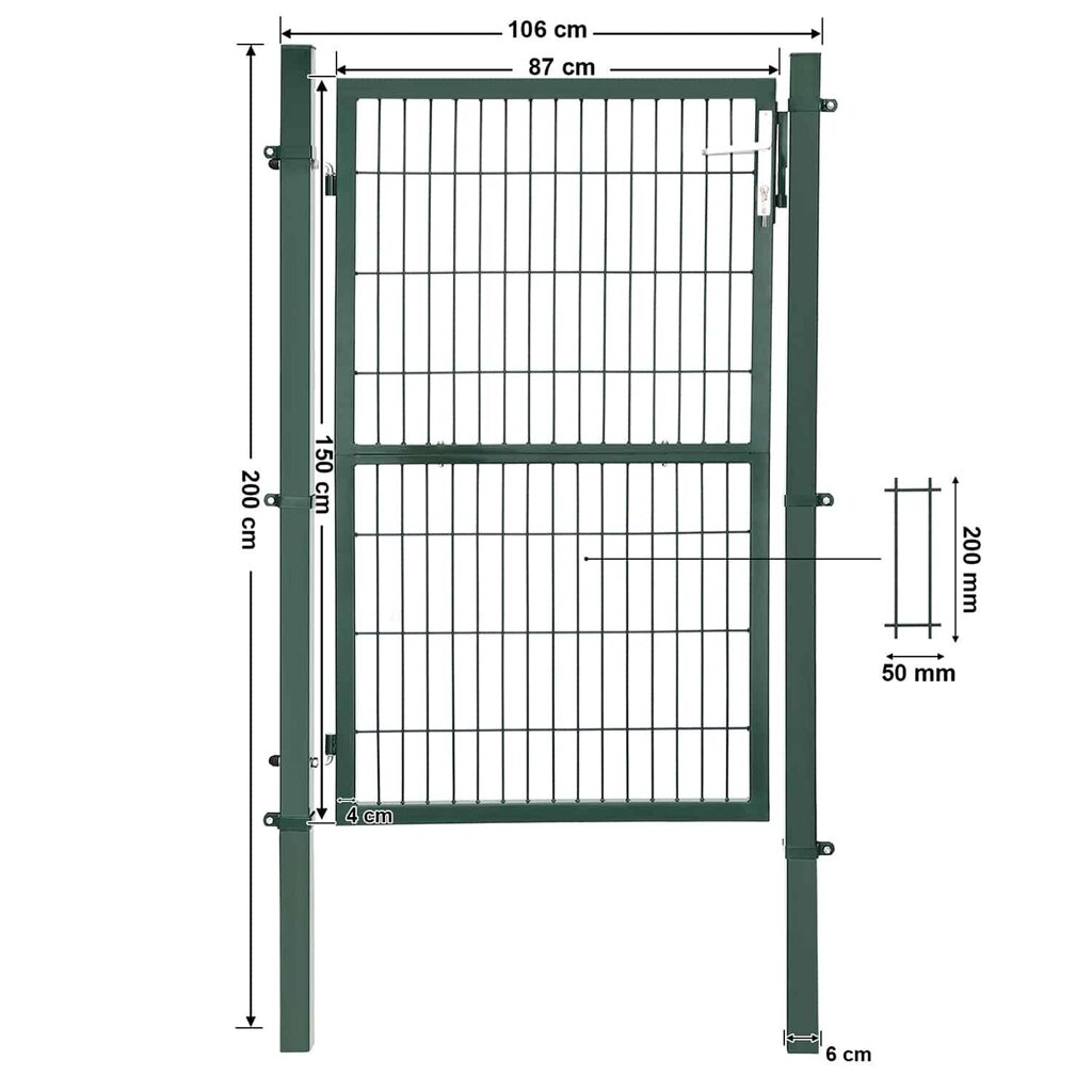 Metaliniai vartai GGD200L, 106 x 150 cm kaina ir informacija | Tvoros ir jų priedai | pigu.lt