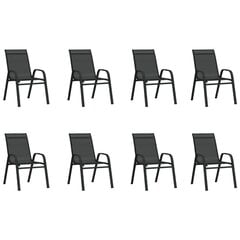 Sodo valgomojo baldų komplektas, 9 dalių, juodos spalvos kaina ir informacija | Lauko baldų komplektai | pigu.lt