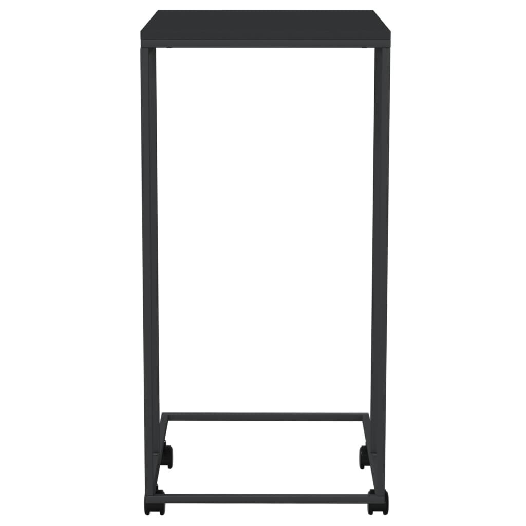 Šoninis staliukas su ratukais, juodas, 40x30x63,5cm, mediena kaina ir informacija | Kavos staliukai | pigu.lt