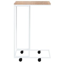 Šoninis staliukas su ratukais, baltas, 40x30x63,5cm, mediena kaina ir informacija | Kavos staliukai | pigu.lt