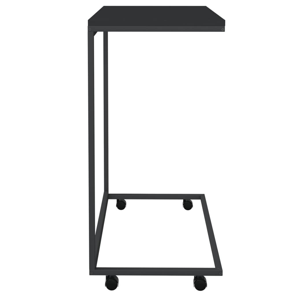 Šoninis staliukas su ratukais, juodas, 55x35x70cm, mediena цена и информация | Kavos staliukai | pigu.lt