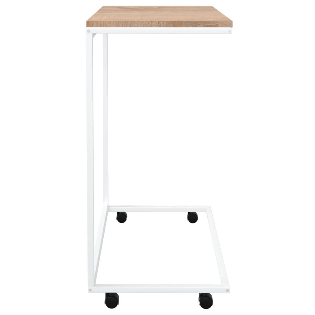Šoninis staliukas su ratukais, baltas, 55x35x70cm, mediena kaina ir informacija | Kavos staliukai | pigu.lt