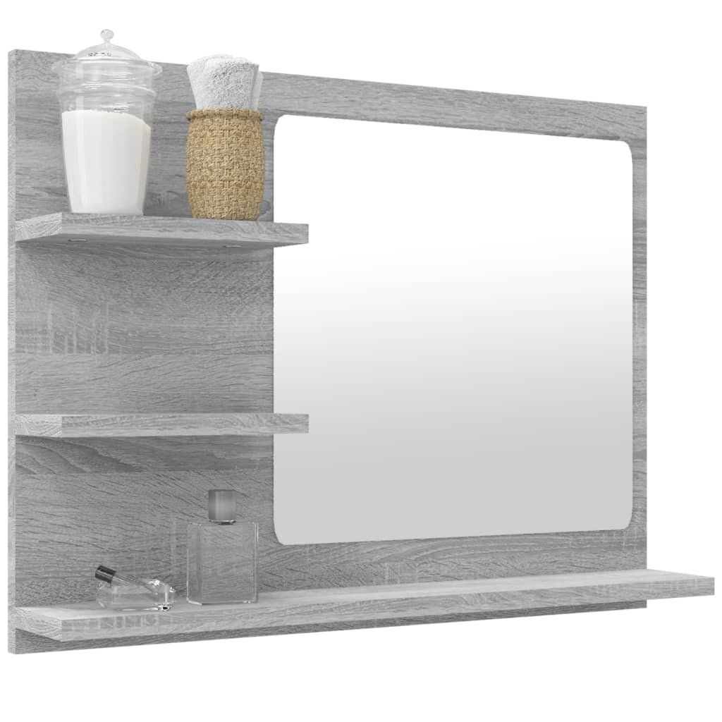 Vonios veidrodis, pilkas ąžuolo, 60x10,5x45cm, mediena цена и информация | Vonios spintelės | pigu.lt