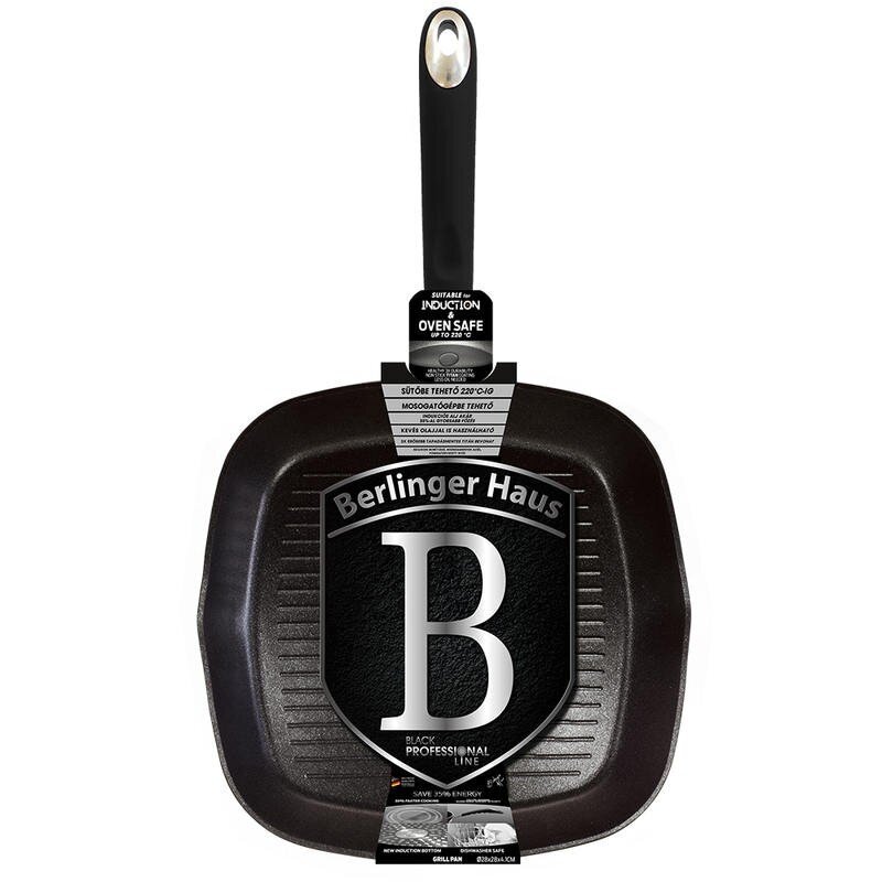 Berlinger Haus Black Professional Line grilio keptuvė, 28 cm kaina ir informacija | Keptuvės | pigu.lt