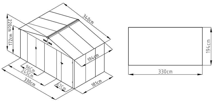 Metalinis įrankių namelis FALCON 11x6 oak brown цена и информация | Sodo nameliai, malkinės, pastogės | pigu.lt